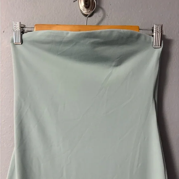 NWT Susana Monaco Asymmetric Ruffle Hem Strapless Dress in Celadon. Size X-Small - Picture 5 of 9